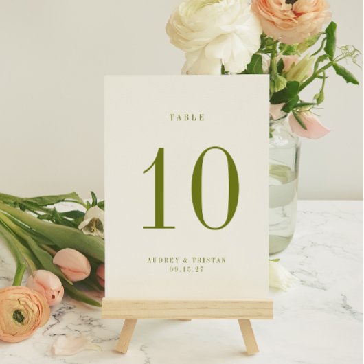 ROWAN Green Wedding Table Number Card Kaart