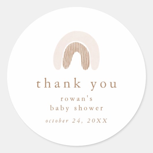 ROWAN Meisje Roze Boho Regenboog Baby shower Dank  Ronde Sticker (Voorkant)