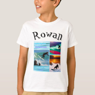 Rowan Naam Met Surfende Chimpansees, T-shirt