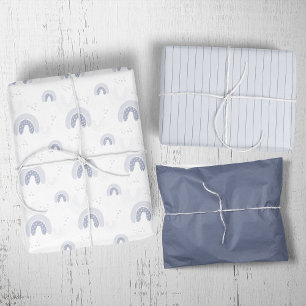 ROWAN Summer Boy Blue Boho Regenboog Baby shower Inpakpapier Vel