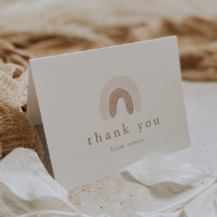 ROWAN Zomer Meisje Roze Boho Regenboog Baby shower Bedankkaart