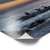 Rowboat and Sunset on Ocean Foto Afdruk (Hoek)