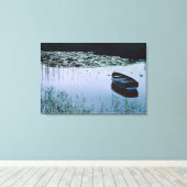 Rowboat on small lake surrounded by water canvas afdruk (Insitu (Houten vloer))