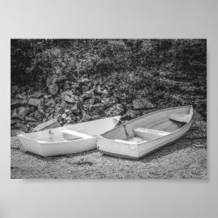 Rowboten Wooden Boats Black en White Poster