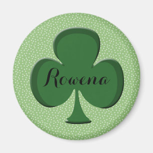 Rowena Irish Shamrock Round Name Magnet modifiab