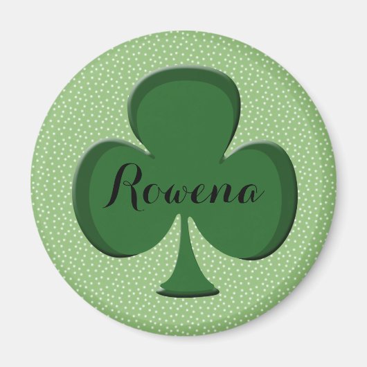 Rowena Irish Shamrock Round Name Magnet | modifiab (Devant)