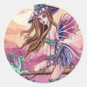 Rowenia - autocollant de sorcière et de dragon