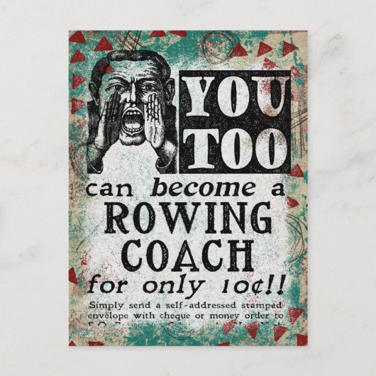 Rowing Coach-Briefkaart - Funny Retro Briefkaart (Voorkant)