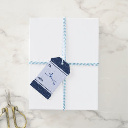 Rowing oars blauw patroon aangepast voor sporten cadeaulabel