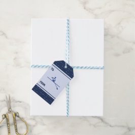 Rowing oars blauw patroon aangepast voor sporten cadeaulabel