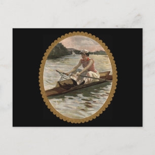 Rowing Scull voor vrouwen op het mooie meer Briefkaart