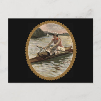 Rowing Scull voor vrouwen op het mooie meer Briefkaart