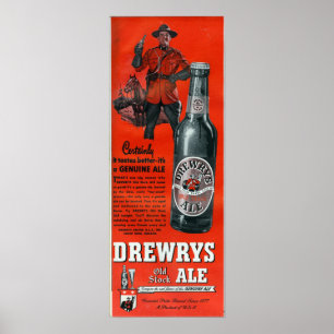 ROWRYS VIEILLE STOCK ALE VINTAGE POSTER DE BIÈRE C