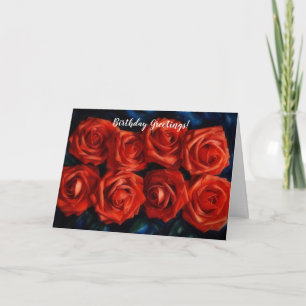 Rows of Red Roses Flower Art Carte d'anniversaire