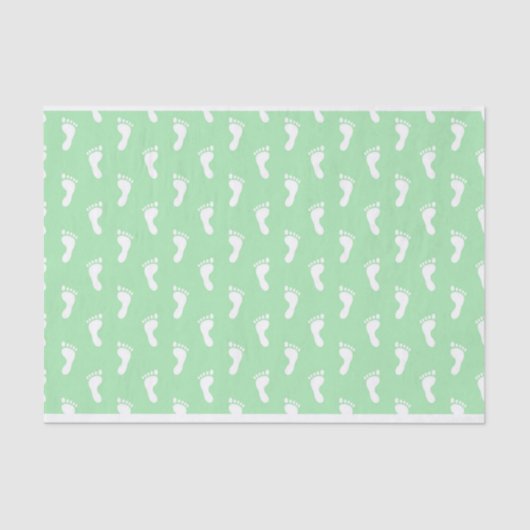 ROWS VAN PASTEL GREEN BABY FEET TISSUEPAPIER (Voorkant)