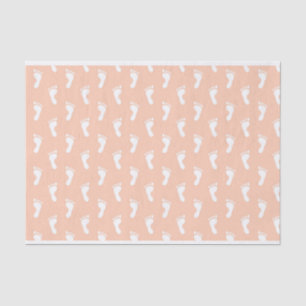 ROWS VAN PASTEL PEACH ORANJE BABY FEET TISSUEPAPIER