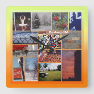Roxbury, Massachusetts Photo Collage 9958 Vierkante Klok