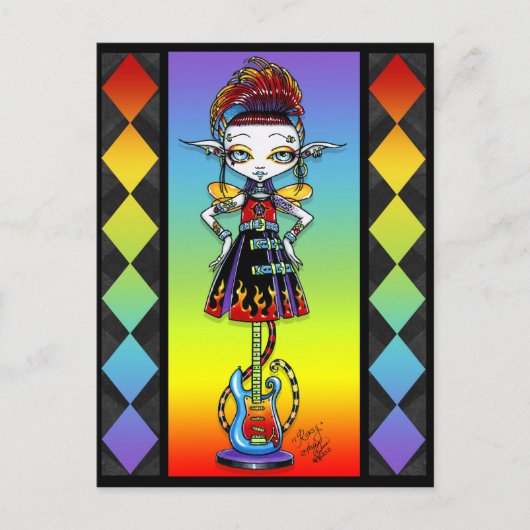 Roxsy Pixie Stick Psychobilly Rainbow Fae Briefkaa Briefkaart (Voorkant)
