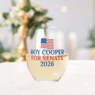 Roy Cooper voor Senaat 2026 Verkiezing Partij Wijnglas Zonder Voet