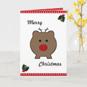 Roy le cochon de Noël ~ Carte de vacances (Fleur jaune)