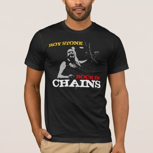 ROY STONE BACK PRINT MANNEN T-SHIRT ROCK IN CHAINS (Voorkant)