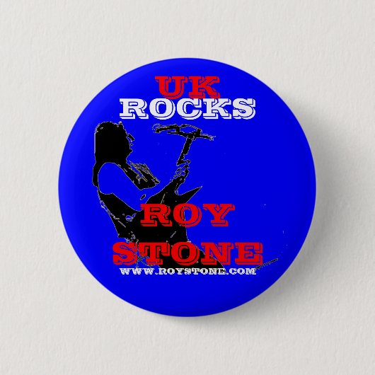 ROY STONE UK ROCKS BADGE RONDE BUTTON 5,7 CM (Voorkant)