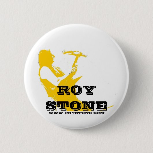 ROY STONE WHITE LOGO BADGE RONDE BUTTON 5,7 CM (Voorkant)