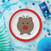Roy the Kerstmis Pig Papieren Bordje (Feest)