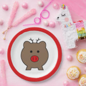 Roy the Kerstmis Pig Papieren Bordje (Feest)