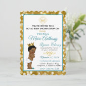 Royal African Prince Blauwgroen & Gold Glitter Fan Kaart (Staand voorkant)