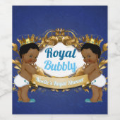 Royal African Twin Boys |Royal Blauw & Goud Elegan Wijn Etiket (Enkel label)