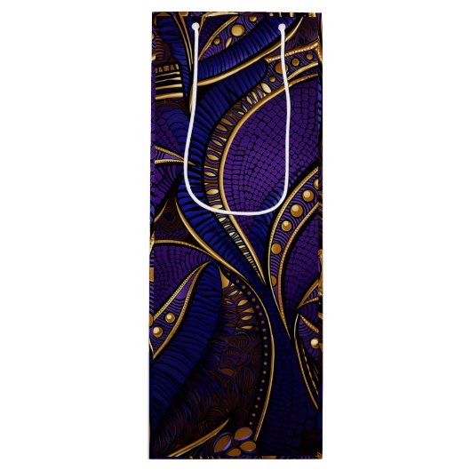 Royal Afro Wax Pattern Wijn Cadeautas (Voorkant)