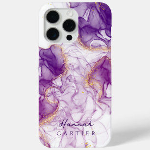 Royal Amethyst GoldGlitter Waterverf  iPhone 15 Pro Max Hoesje