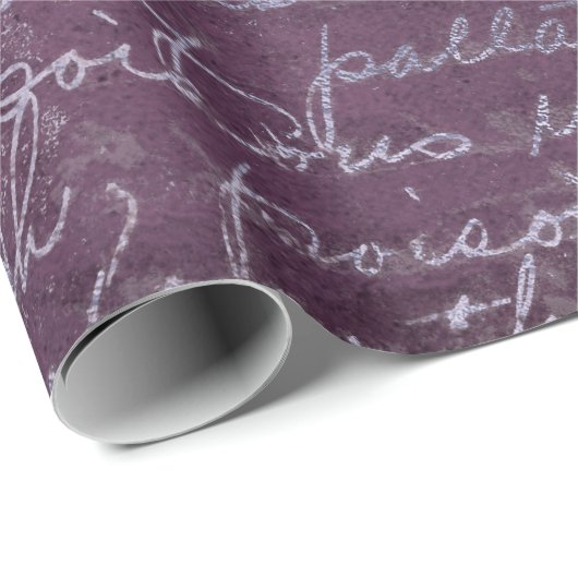 Royal  Amethyst Paars Old Script Cadeaupapier (Rol Hoek)