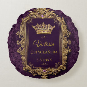 Royal Amethyst Quinceañera, op maat Rond Kussen