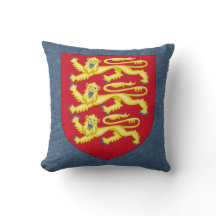 Royal Arms of England on Blue Denim Faux Linen