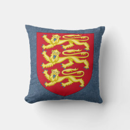Royal Arms of England on Blue Denim Faux Linen Kussen