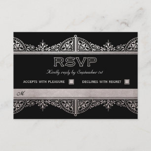 Royal Art Deco Wedding RSVP-kaarten - Zilveren Foi RSVP Kaartje