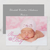 Royal Baby Pink avec Faire-part de naissance de co (Devant / Derrière)