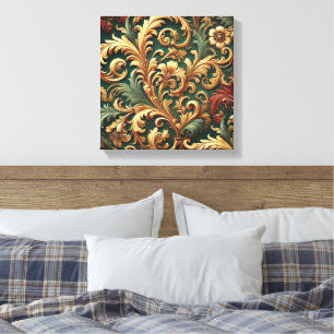 Royal Baroque Floral Pattern Canvas Afdruk