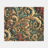 Royal Baroque Floral Pattern Fleece Deken (Voorkant (Horizontaal))
