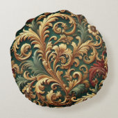 Royal Baroque Floral Pattern Rond Kussen (Achterkant)