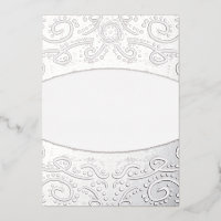Royal Batik Floral Wedding Invitation Dusty Grey