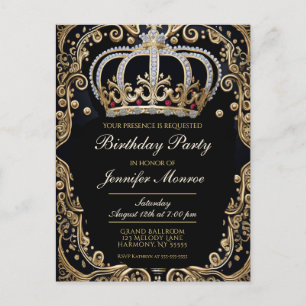 Royal Birthday Party Crown  Invitation Briefkaart