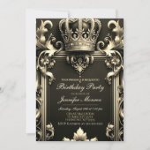 Royal Birthday Party Crown Invitation Kaart (Voorkant)