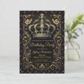 Royal Birthday Party Crown Ornate Invitation (Debout devant)