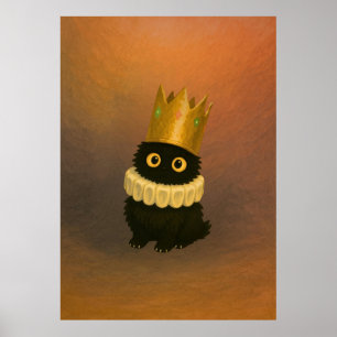 Royal Black Cat in Ghibli stijl Crown Poster