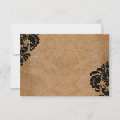 Royal Black Damask bruiloft RSVP Kaartje (Voorkant)