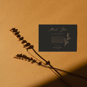 Royal Black eenvoudige minimalistische bruiloft Bedankkaart