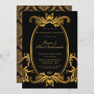 Royal Black Gold Bridesmaitres déjeuner Invitation